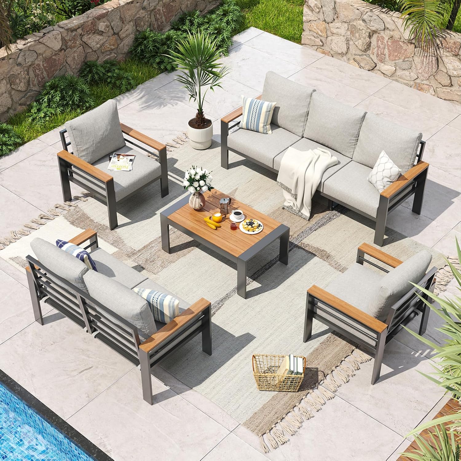 Outdoor Furniture Ideas - Aluminum Patio Furniture Set 7 Seats,