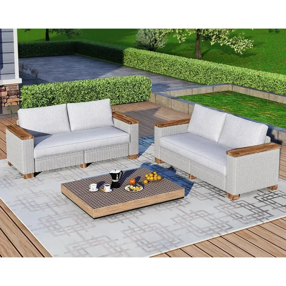 Outdoor Furniture Legs - All-Weather Wicker 4-Piece Patio Furniture Set