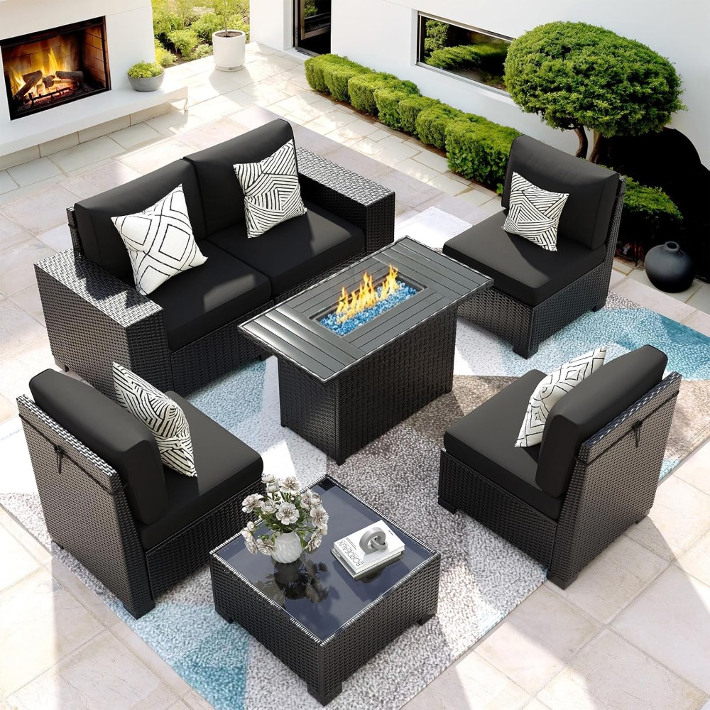 Outdoor Furniture Ideas - 7 Piece Outdoor Sectional Sofa with