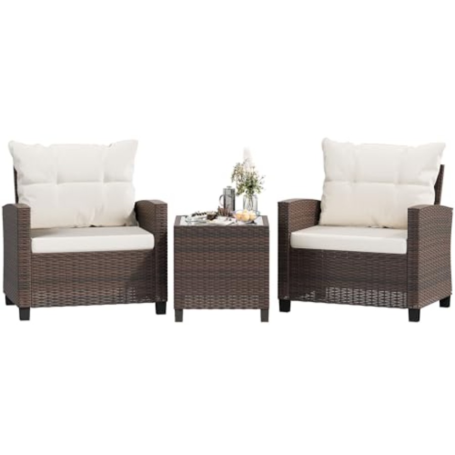 Outdoor Furniture Ideas - 3 Pieces Patio Furniture Set: PE