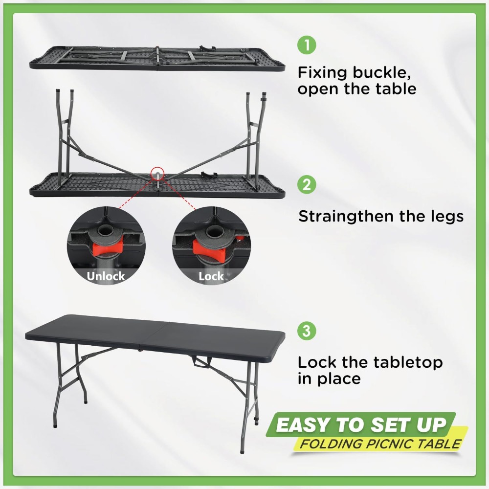 6 FT Folding Camping Table Hea - Outdoor Furniture Heavy avis et prix