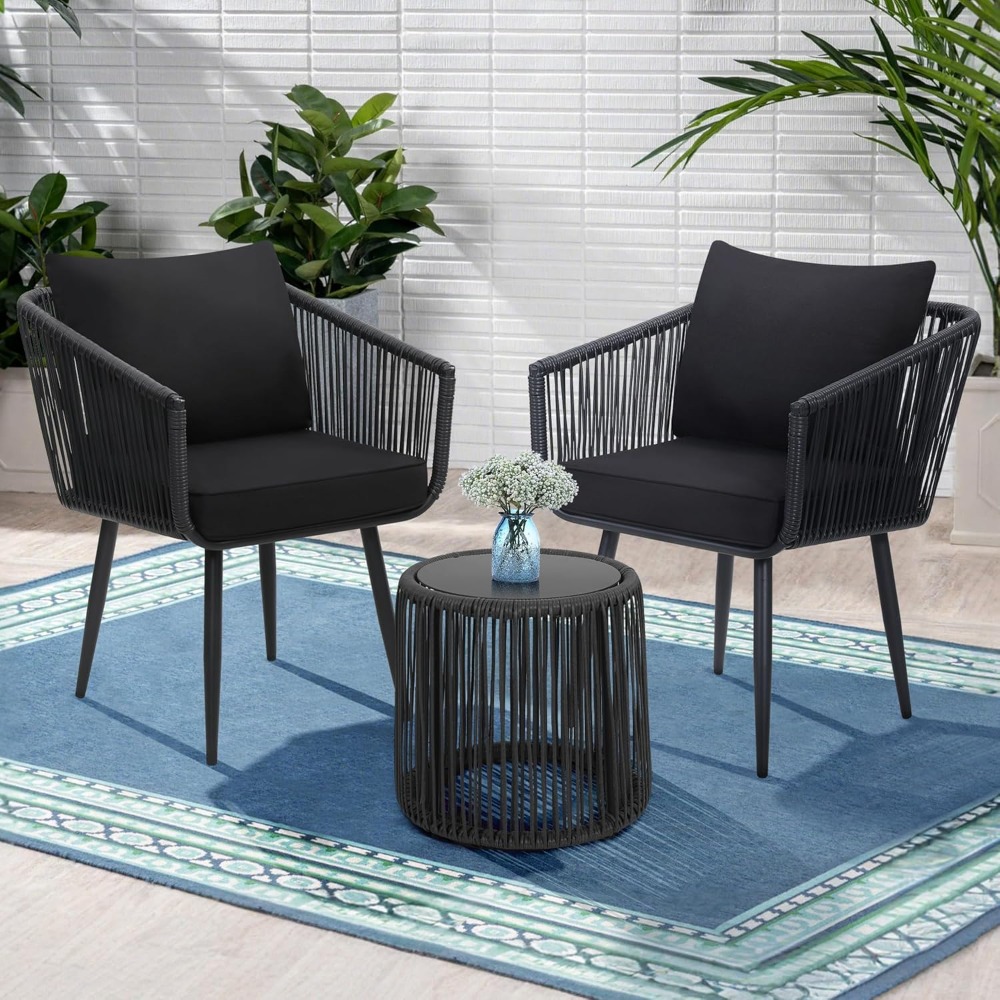3 Pieces Patio Rattan Bistro C - Outdoor Furniture Ideas avis et prix