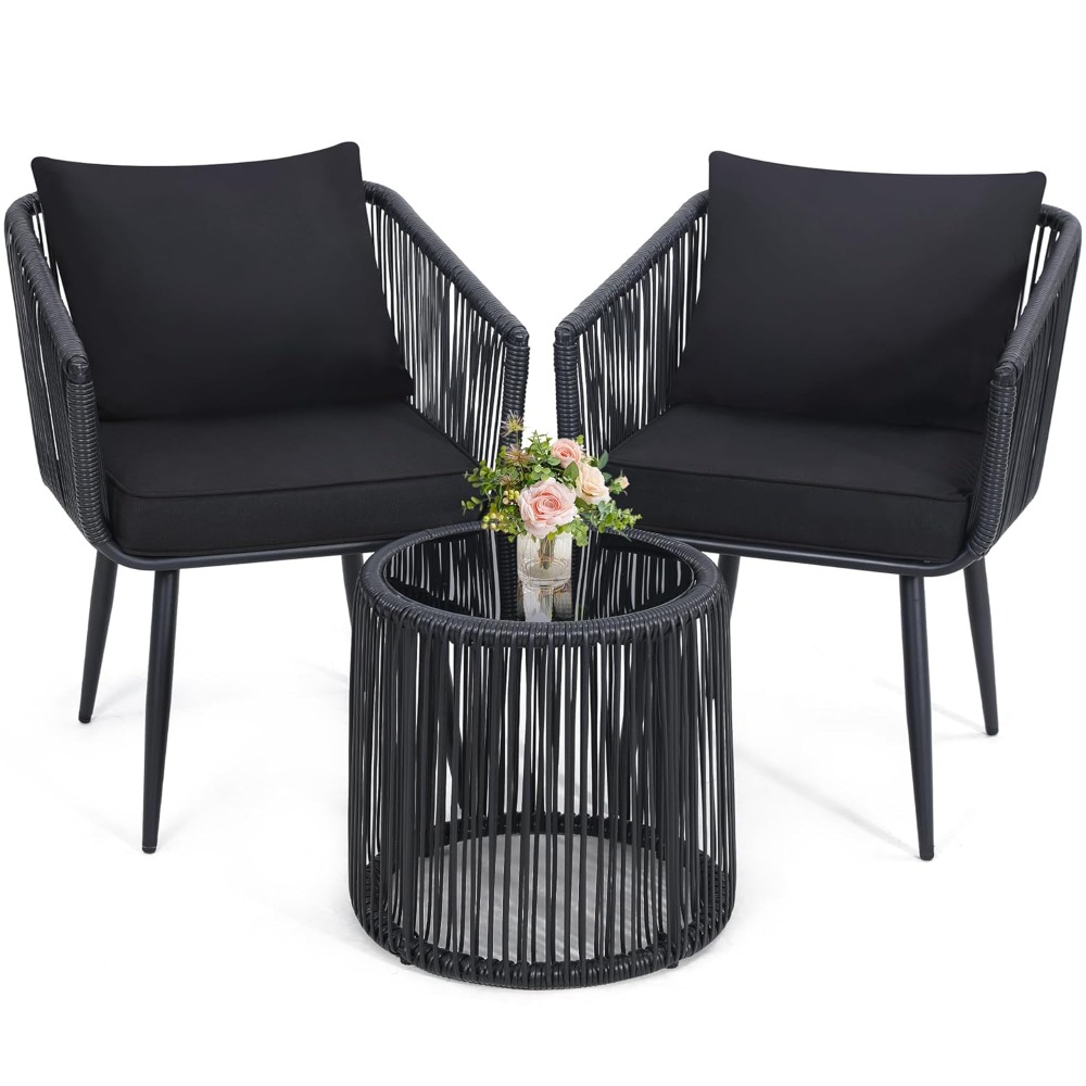 3 Pieces Patio Rattan Bistro C - Outdoor Furniture Ideas avis et prix