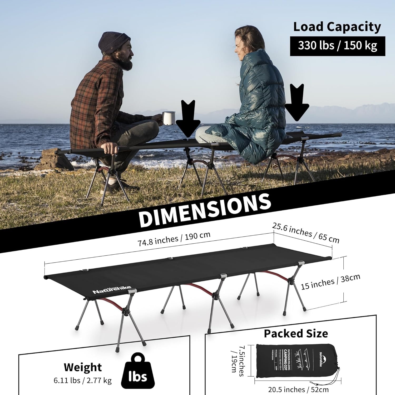 Naturehike Folding Camping Cot - Outdoor Daybed Furniture avis et prix