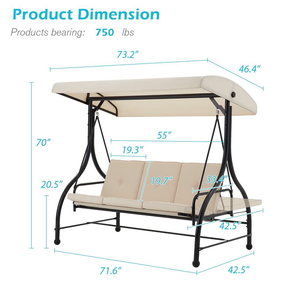 3Seat Outdoor Patio Swing With - Hammock With Stand avis et prix