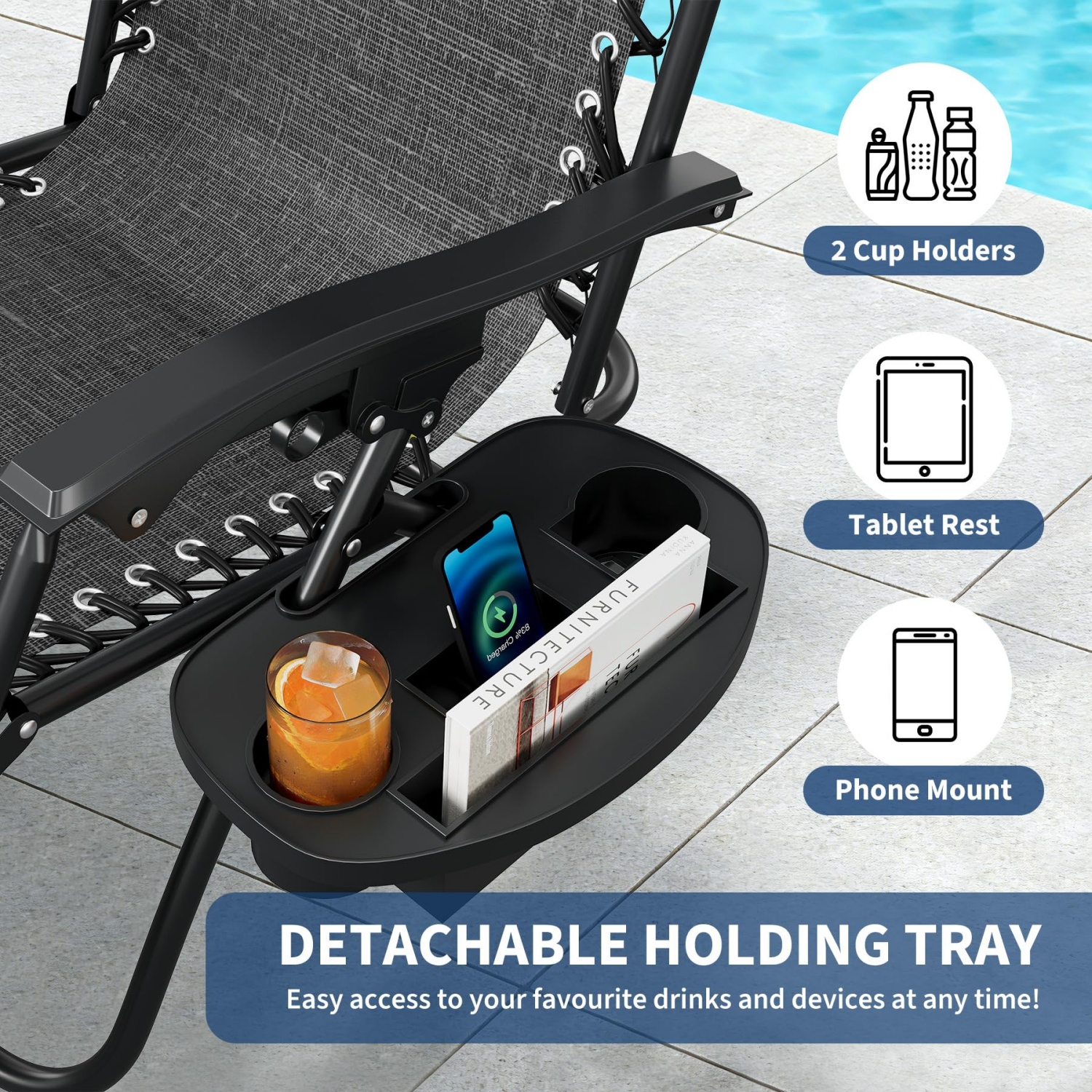 2 Pack Zero Gravity Chair with - Deck Chair Lounger avis et prix