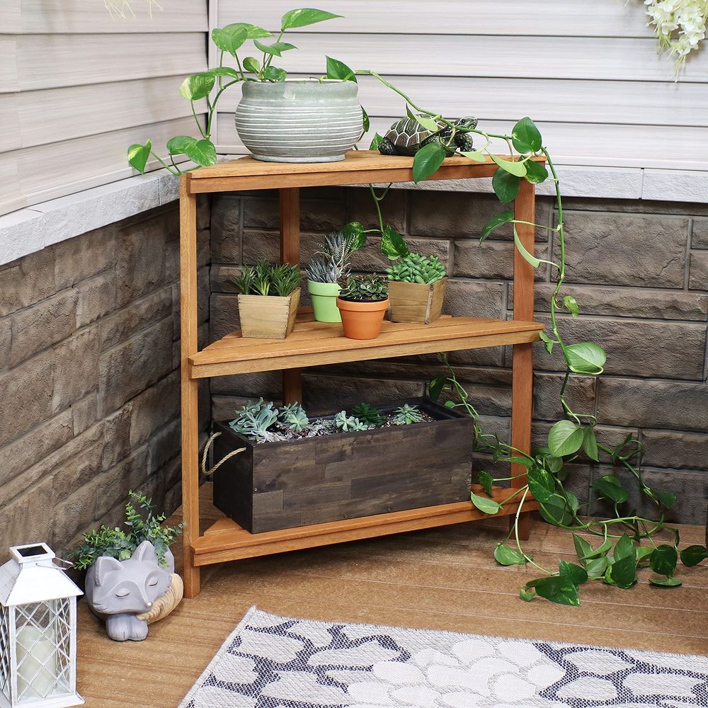 Meranti Wood 3Tier Corner Plan - Outdoor Furniture Oil Teak avis et prix