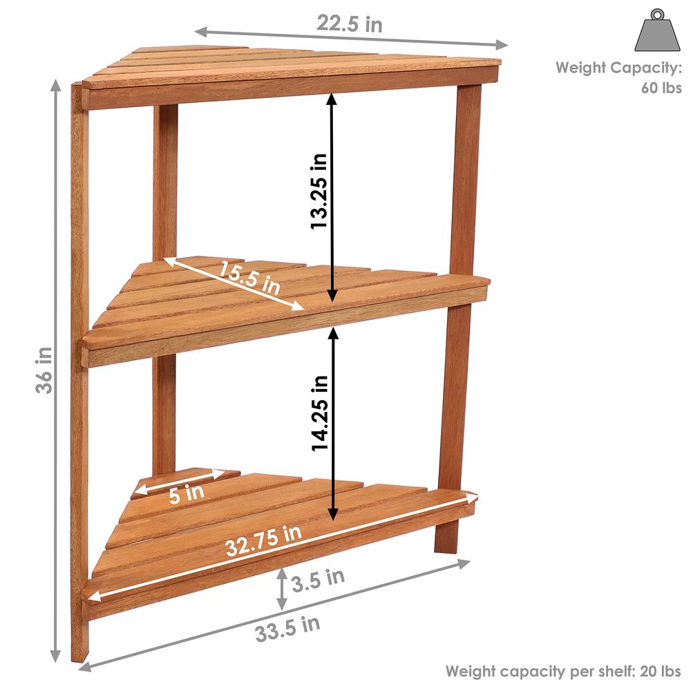 Meranti Wood 3Tier Corner Plan - Outdoor Furniture Oil Teak avis et prix
