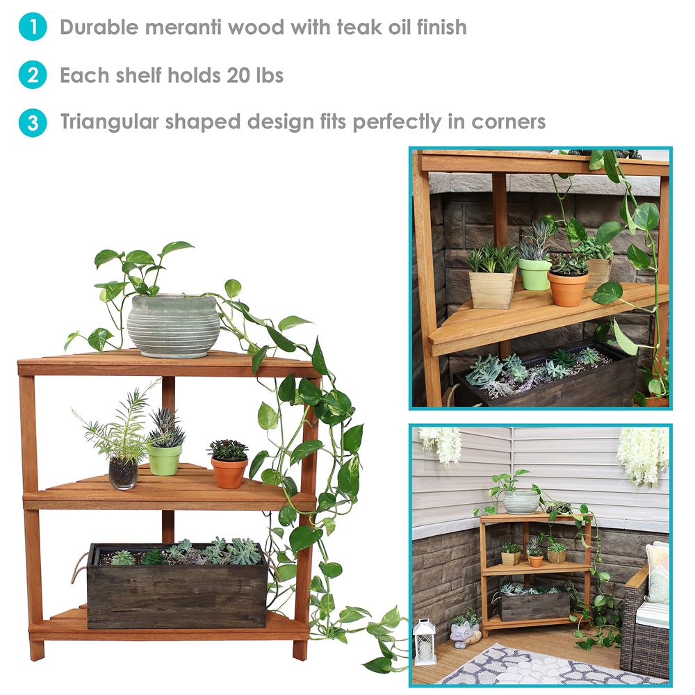 Meranti Wood 3Tier Corner Plan - Outdoor Furniture Oil Teak avis et prix