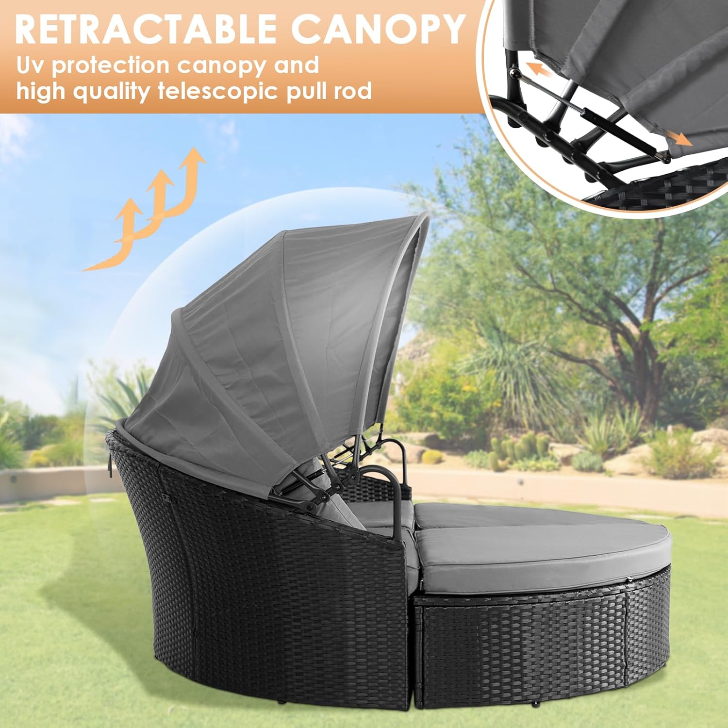 Round Canopy Daybed Sofa Set 4 - Outdoor Daybed Furniture avis et prix