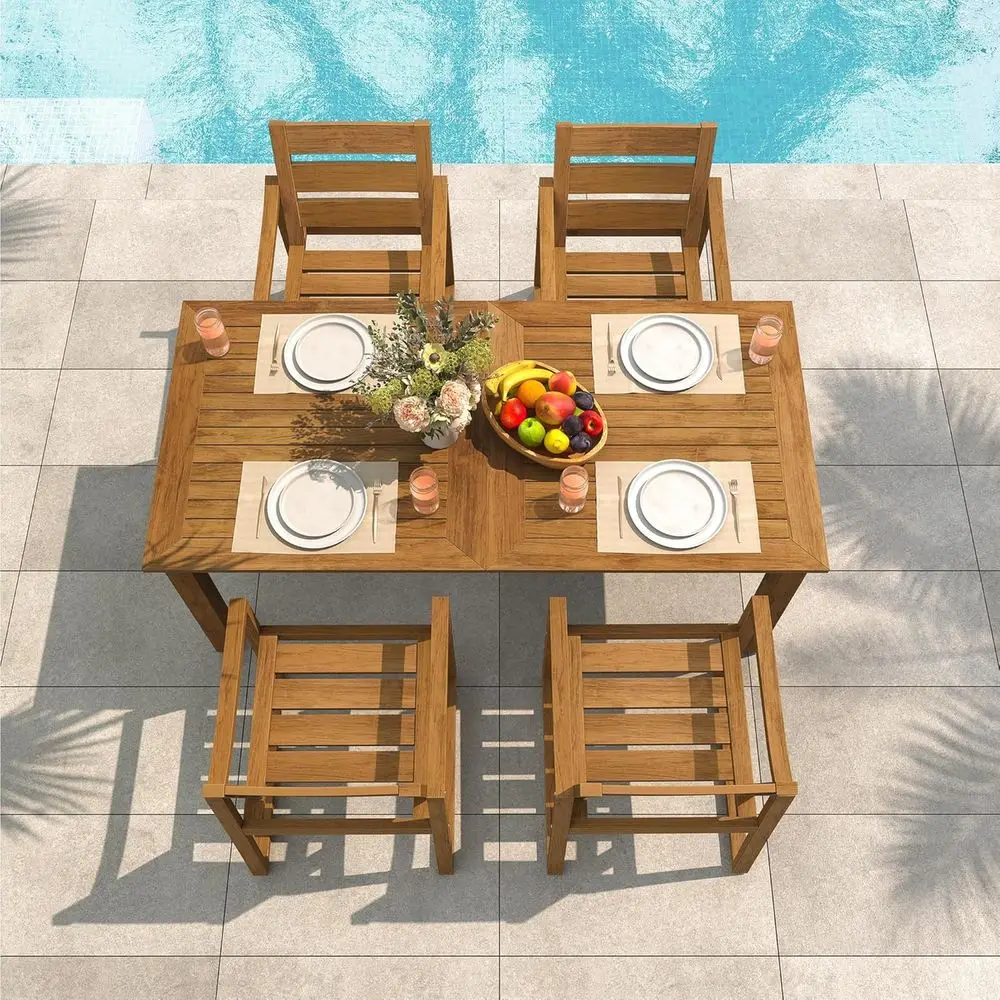 5-Piece Outdoor Dining Set, Pa - Outdoor Furniture Oil Teak avis et prix