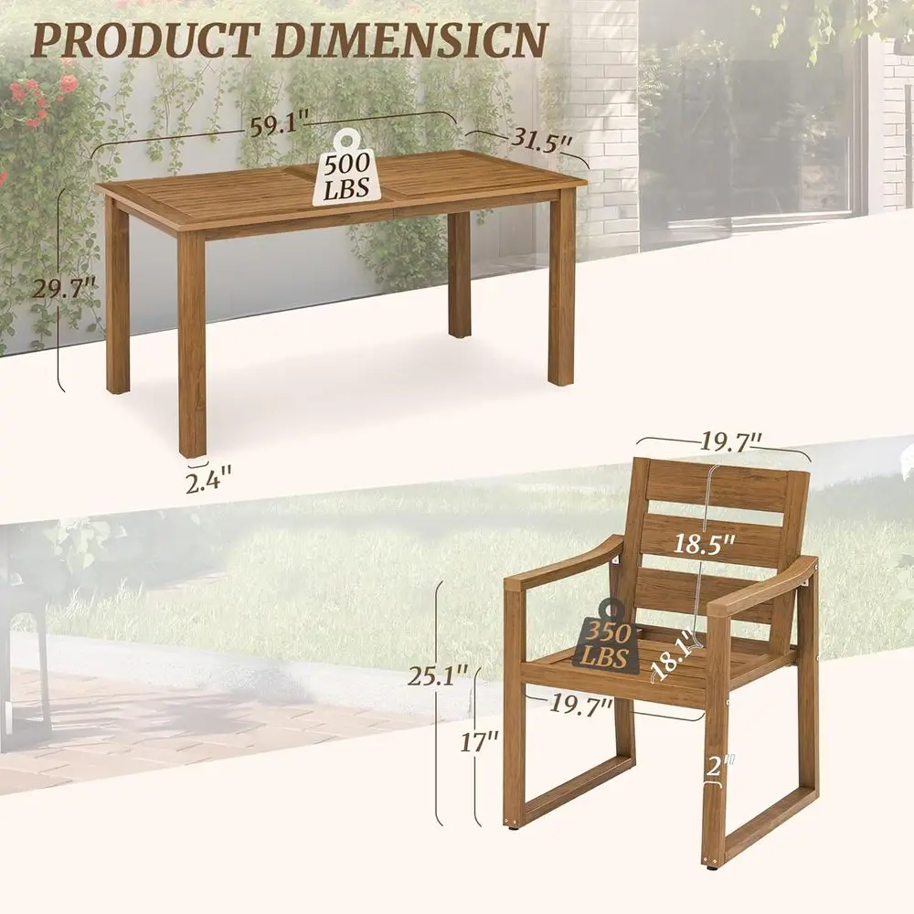 5-Piece Outdoor Dining Set, Pa - Outdoor Furniture Oil Teak avis et prix