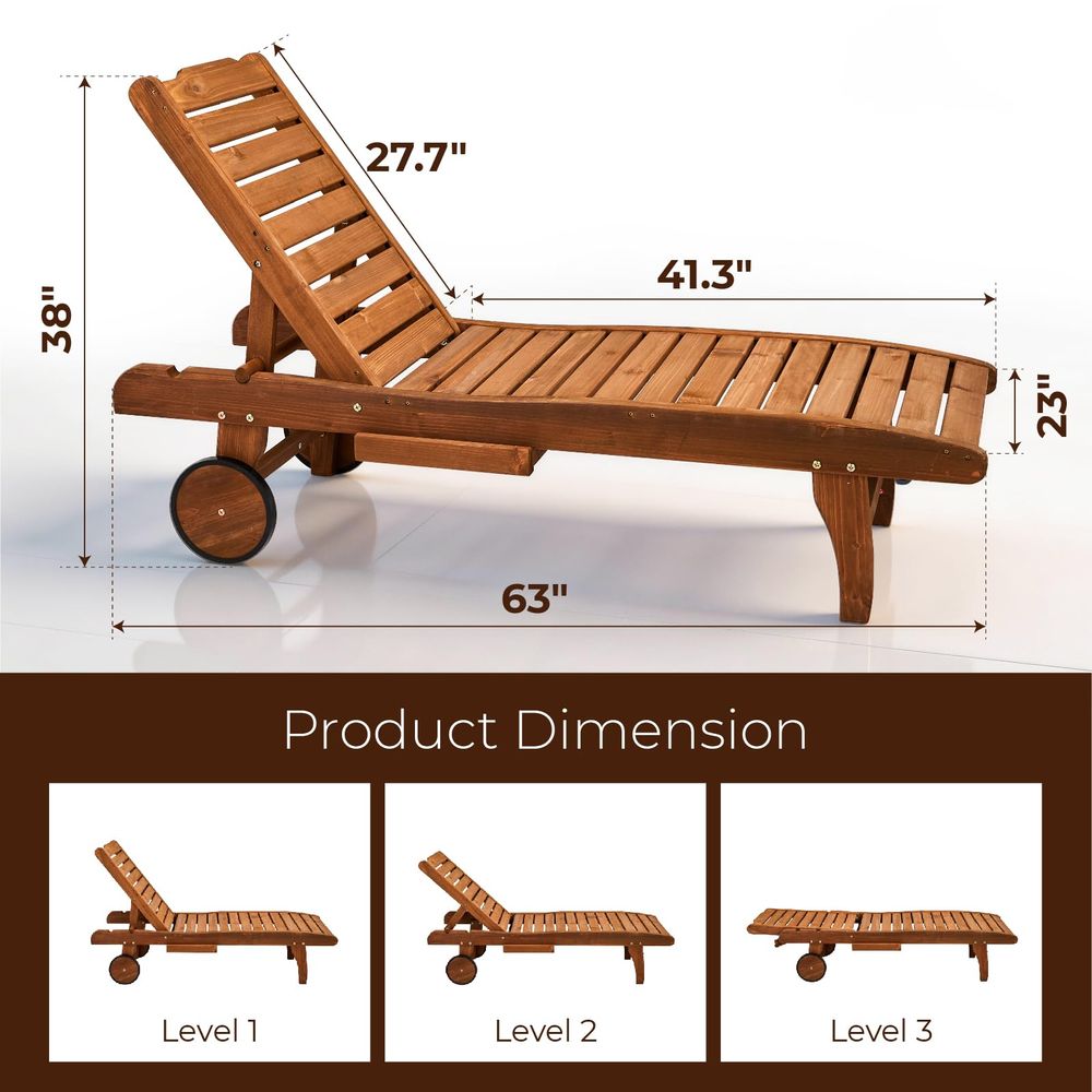 62 Outdoor Wooden Chaise Loung - Deck Chair Lounger avis et prix