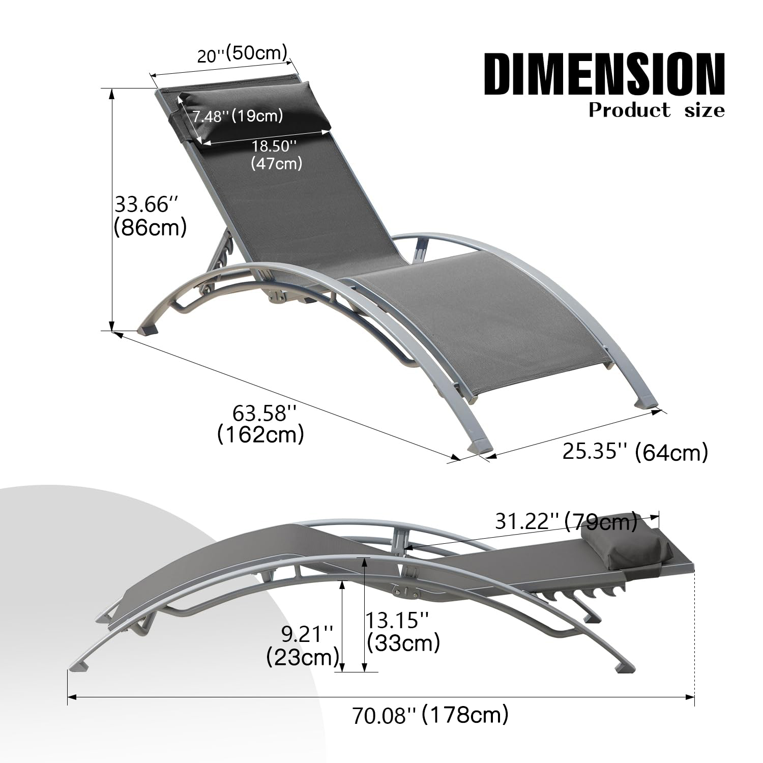 Set of 2 Adjustable Aluminum O - Deck Chair Lounger avis et prix
