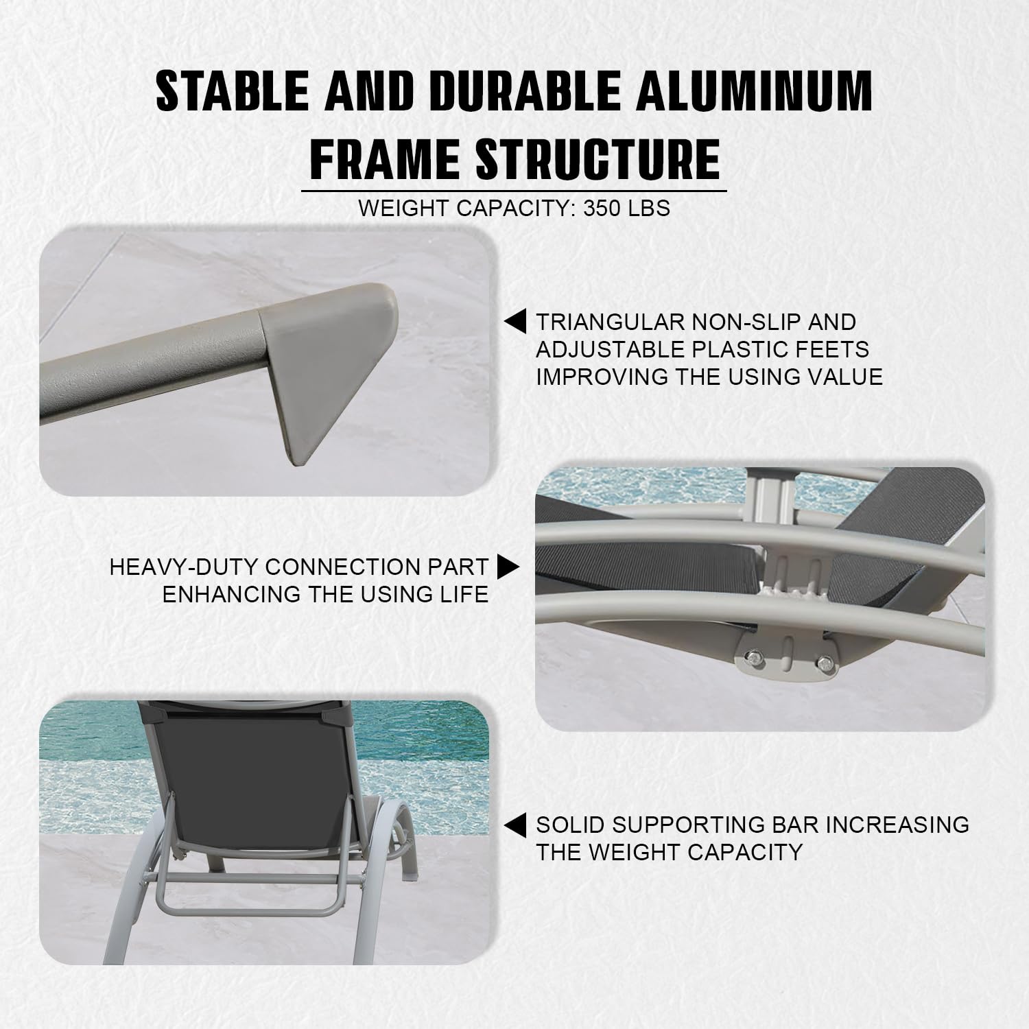Set of 2 Adjustable Aluminum O - Deck Chair Lounger avis et prix