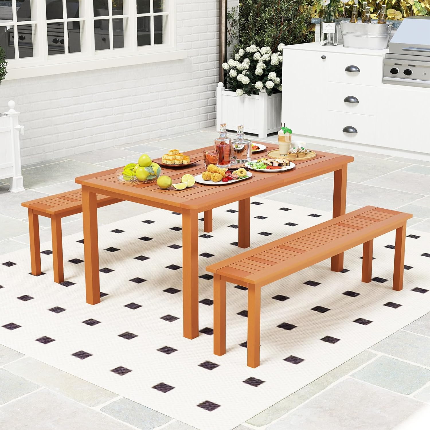 3 Piece Solid Wood Patio Dinin - Outdoor Furniture Oil Teak avis et prix