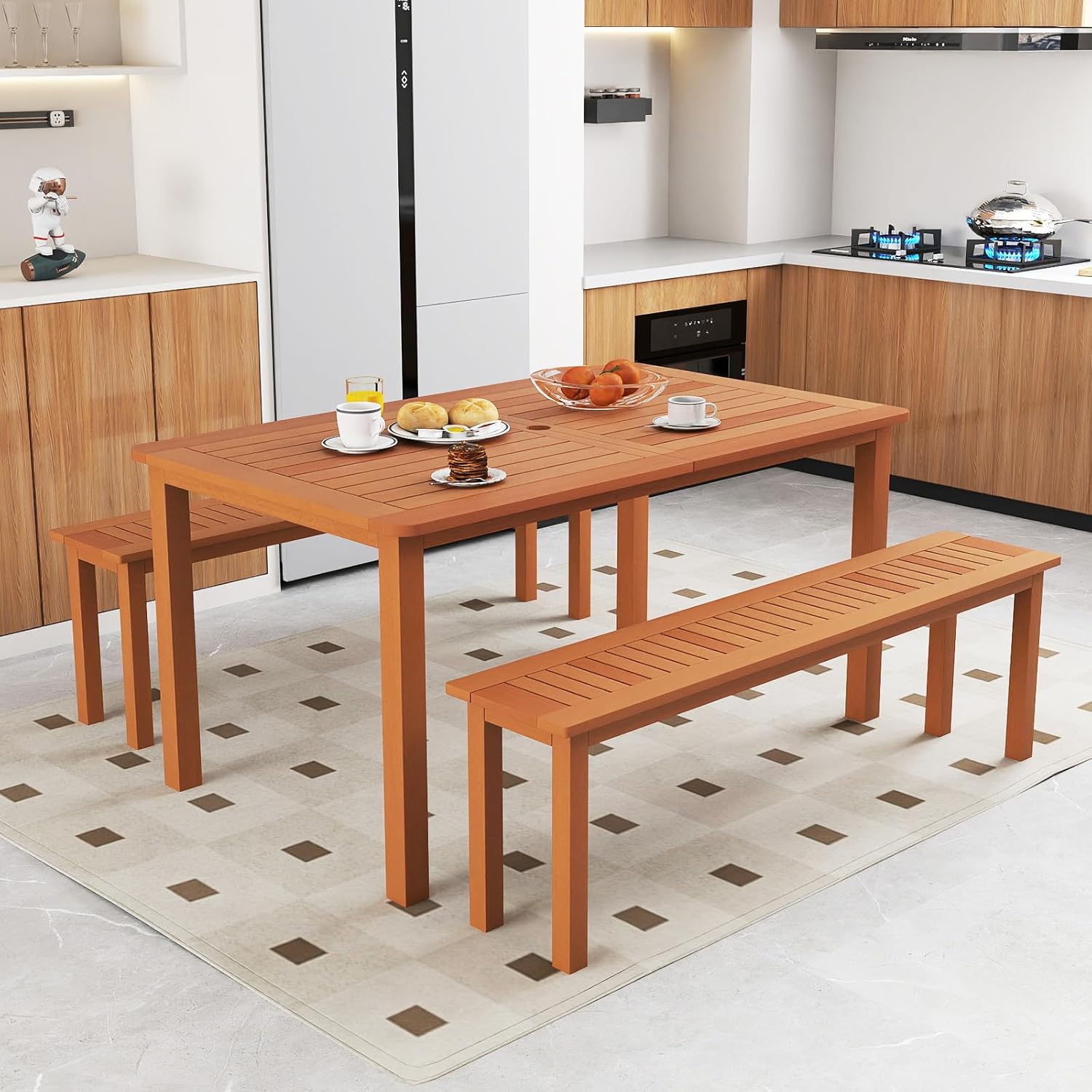 3 Piece Solid Wood Patio Dinin - Outdoor Furniture Oil Teak avis et prix