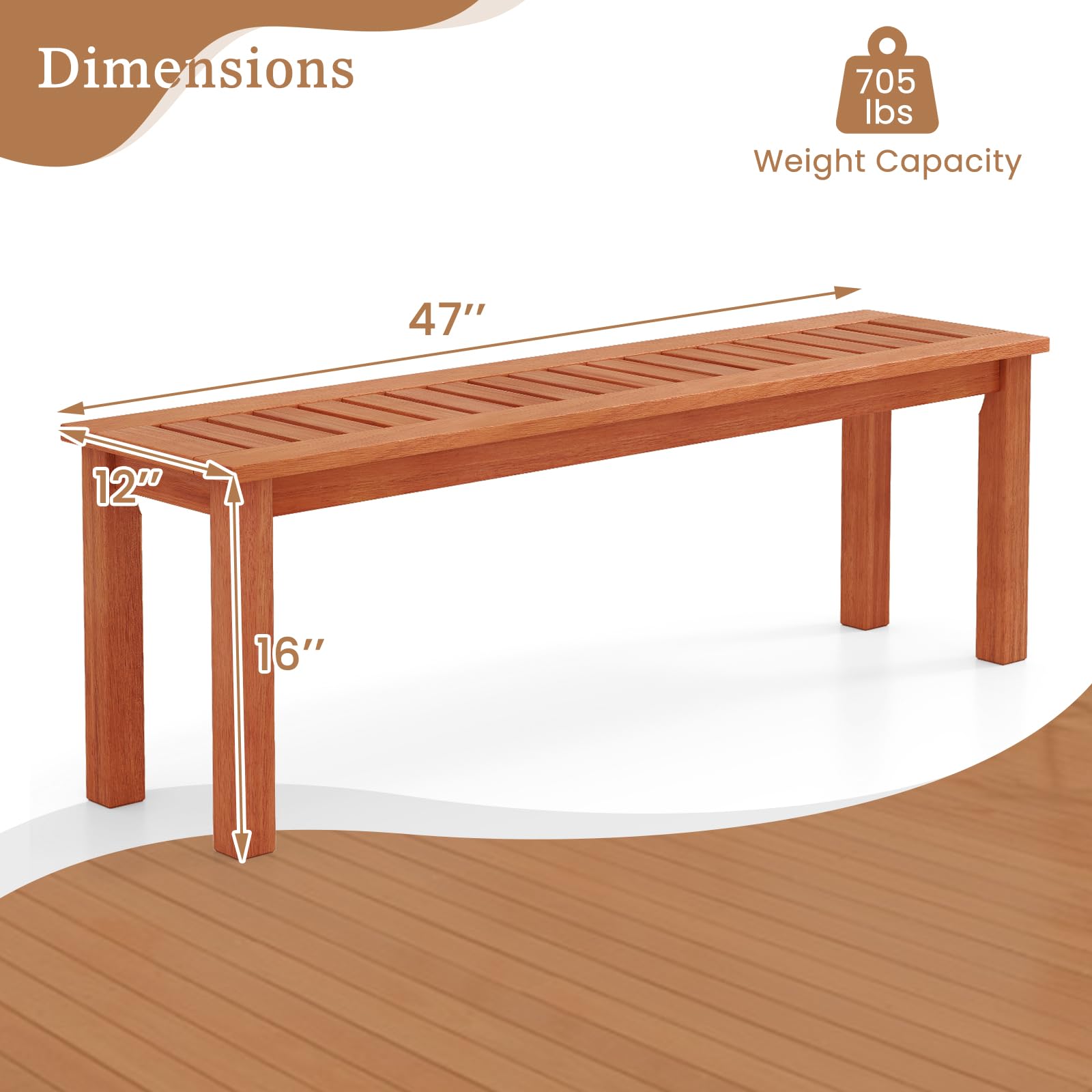 47 Inch Outdoor Slatted Bench  - Outdoor Furniture Oil Teak avis et prix
