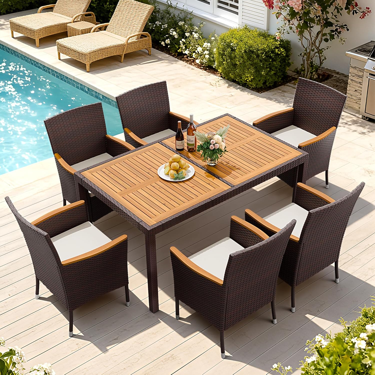 7 Piece Patio Dining Set Acaci - Outdoor Furniture Ideas avis et prix