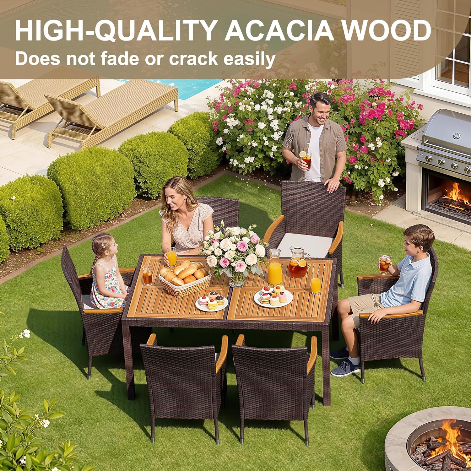 7 Piece Patio Dining Set Acaci - Outdoor Furniture Ideas avis et prix