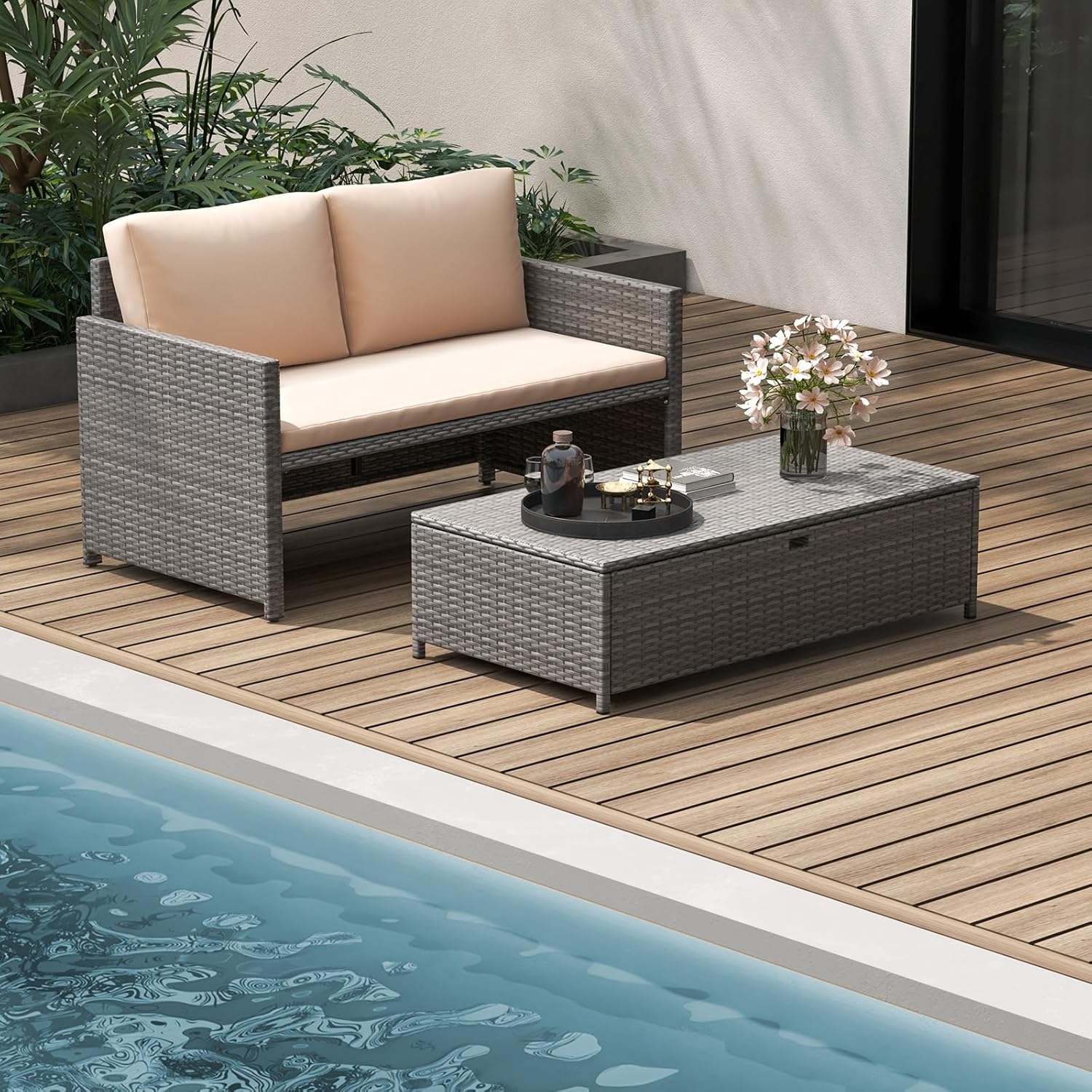 Wicker Patio Daybed Loveseat O - Outdoor Daybed Furniture avis et prix