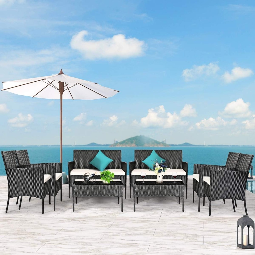 8 Pieces Patio Rattan Furnitur - Outdoor Furniture Ideas avis et prix