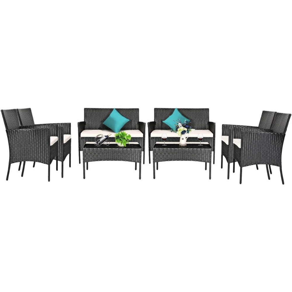 8 Pieces Patio Rattan Furnitur - Outdoor Furniture Ideas avis et prix