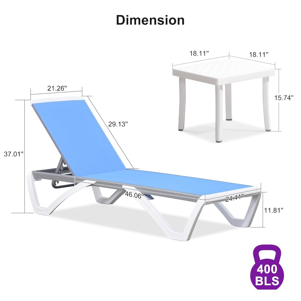 Patio Chaise Lounge Chair Set  - Deck Chair Lounger avis et prix