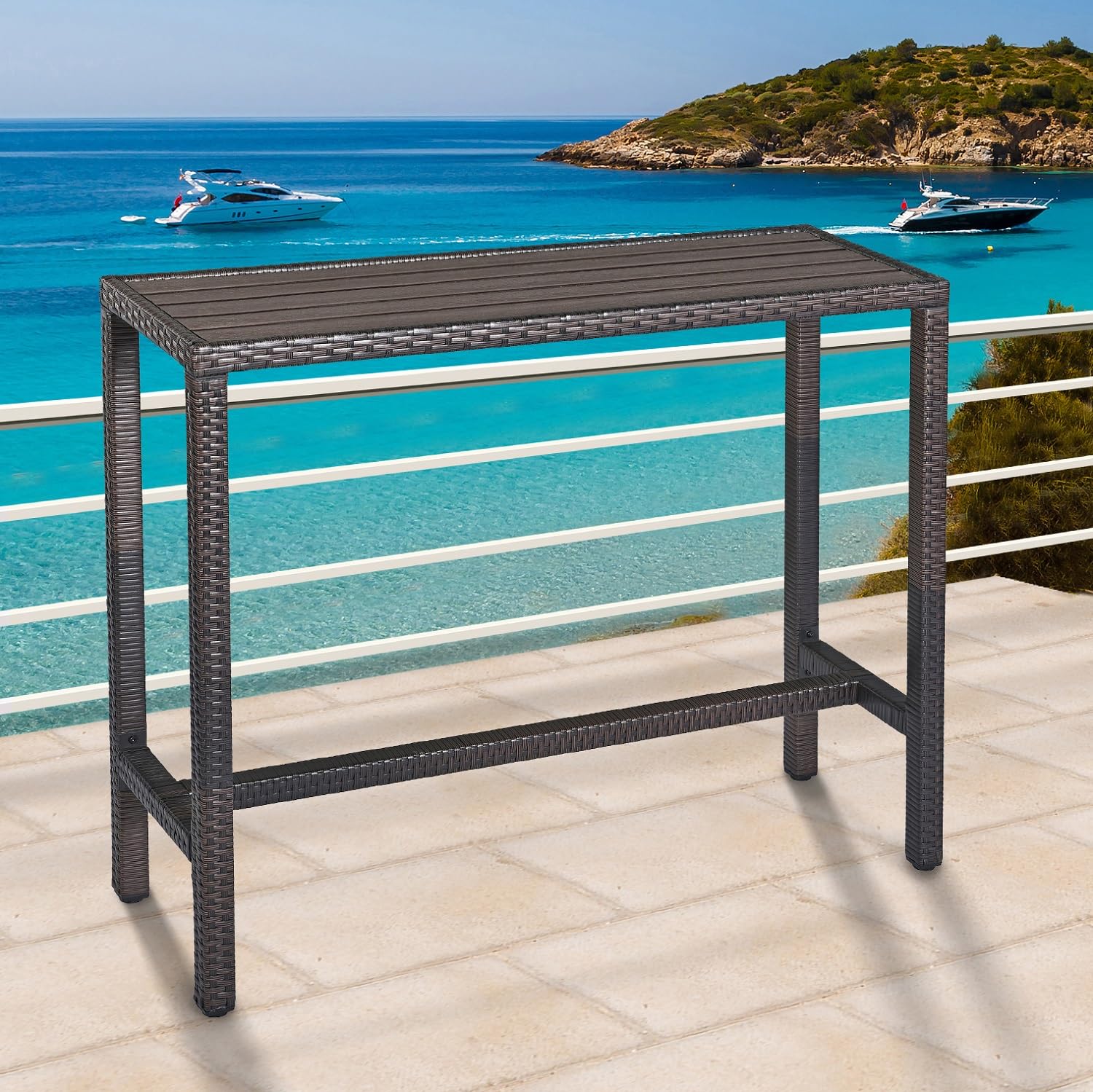 Brown Wicker Rectangular Tall  - Outdoor Furniture Legs avis et prix
