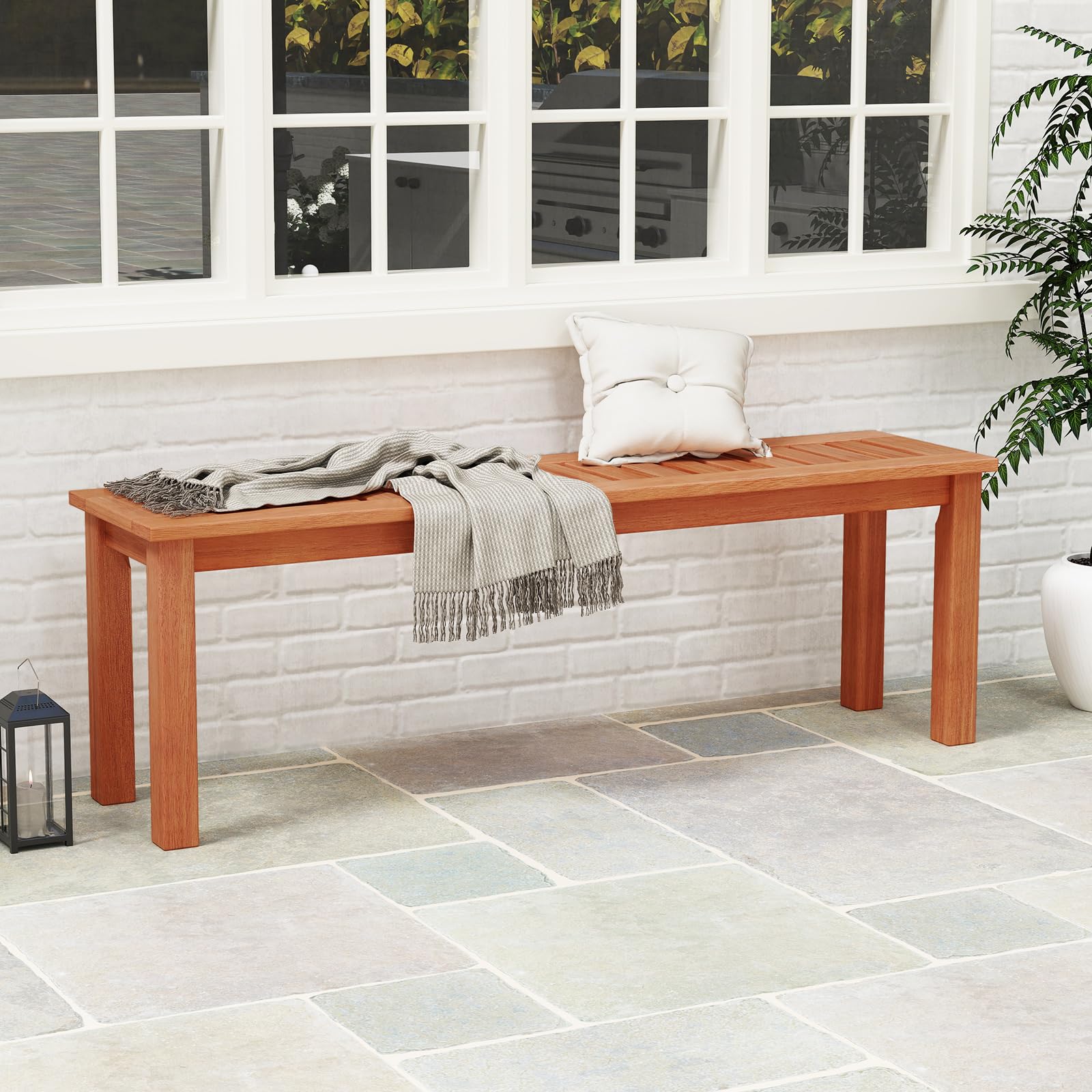47 Inch Outdoor Slatted Bench  - Outdoor Furniture Oil Teak avis et prix