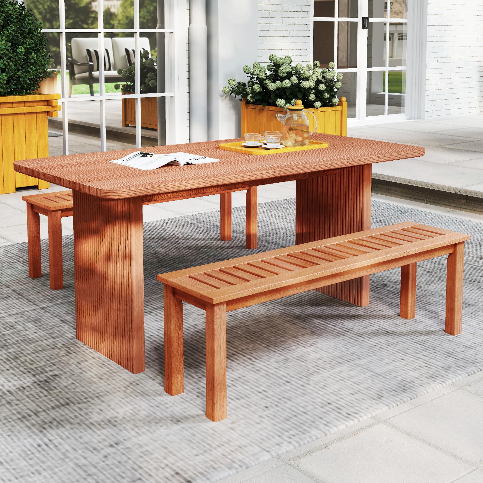 47 Inch Outdoor Slatted Bench  - Outdoor Furniture Oil Teak avis et prix