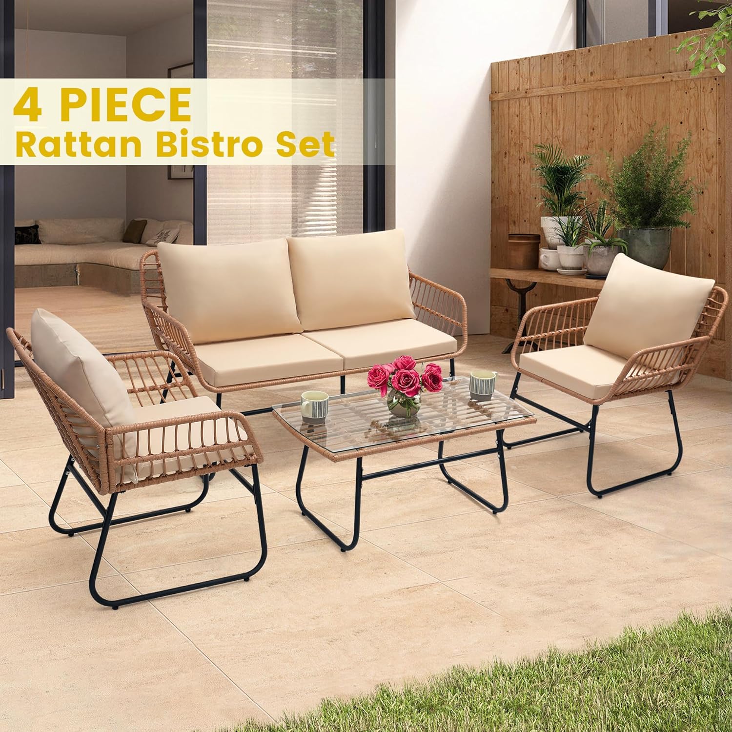 4 Piece Patio Bistro Outdoor F - Outdoor Furniture Ideas avis et prix