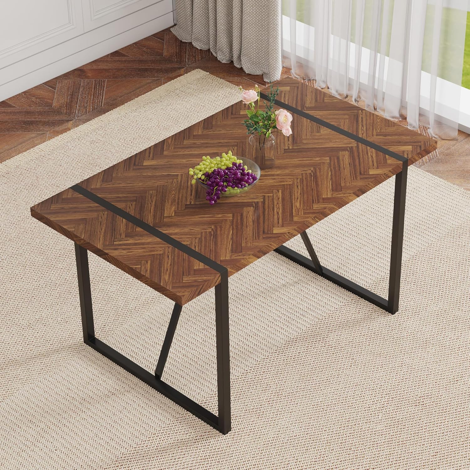 Retro Dining Table Dark Wood T - Outdoor Furniture Legs avis et prix