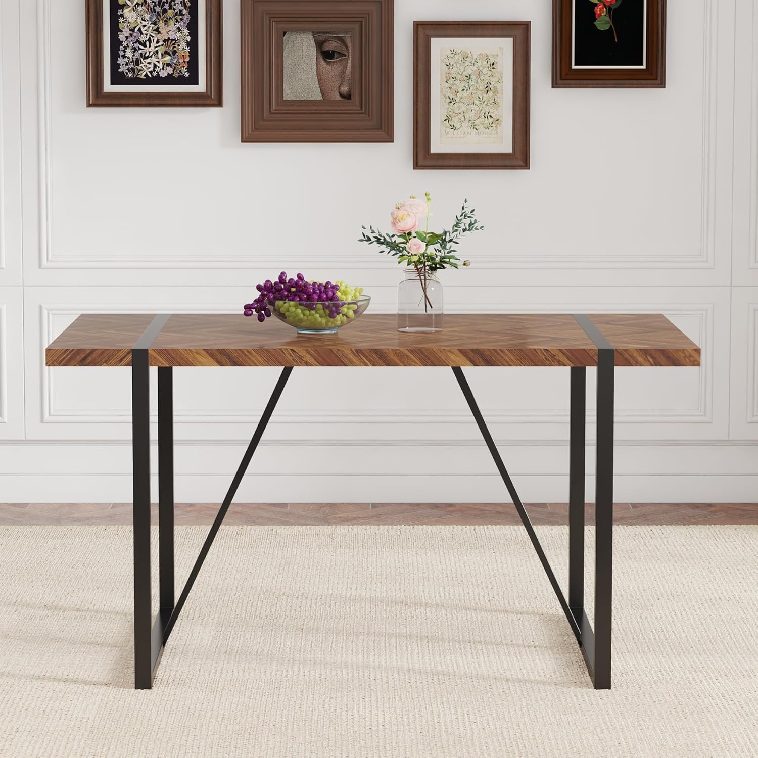 Retro Dining Table Dark Wood T - Outdoor Furniture Legs avis et prix
