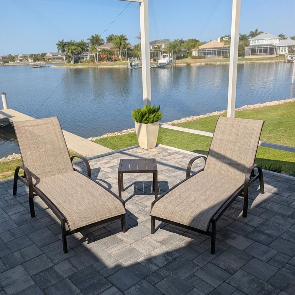 Chair Set o 3 Patio Pool Loung - Deck Chair Lounger avis et prix