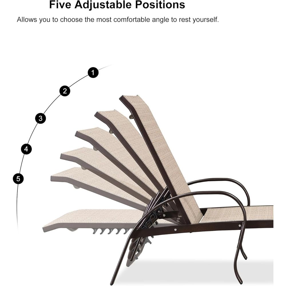 Chair Set o 3 Patio Pool Loung - Deck Chair Lounger avis et prix