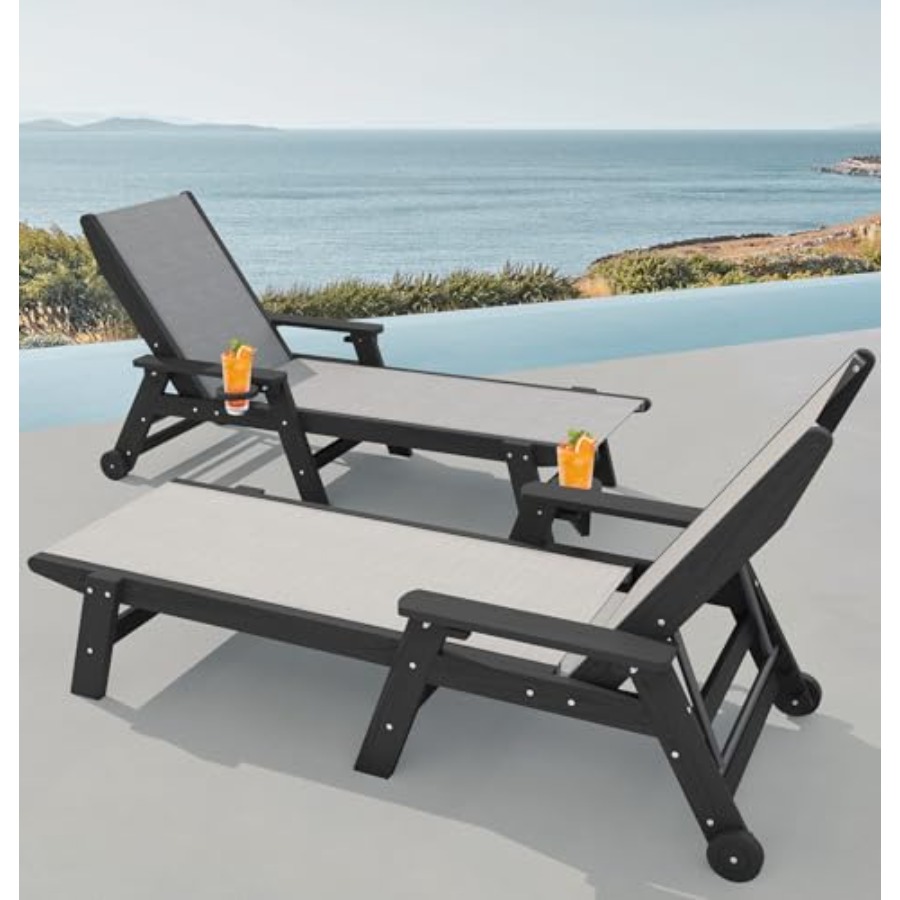 Textilene Patio Chaise Lounge  - Deck Chair Lounger avis et prix
