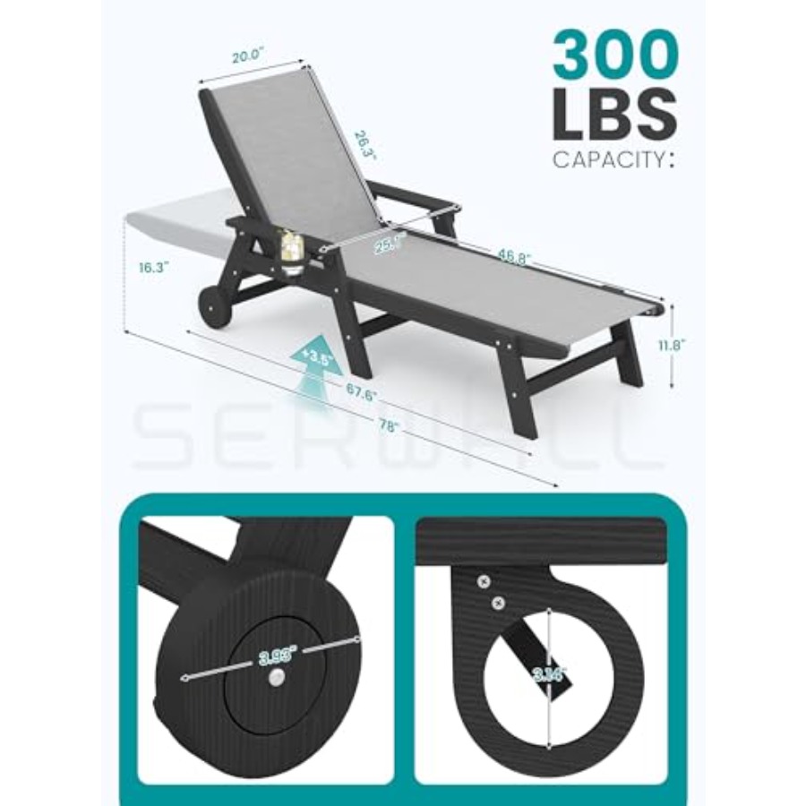 Textilene Patio Chaise Lounge  - Deck Chair Lounger avis et prix