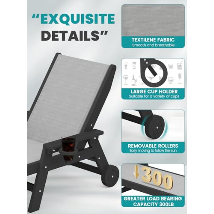 Textilene Patio Chaise Lounge  - Deck Chair Lounger avis et prix