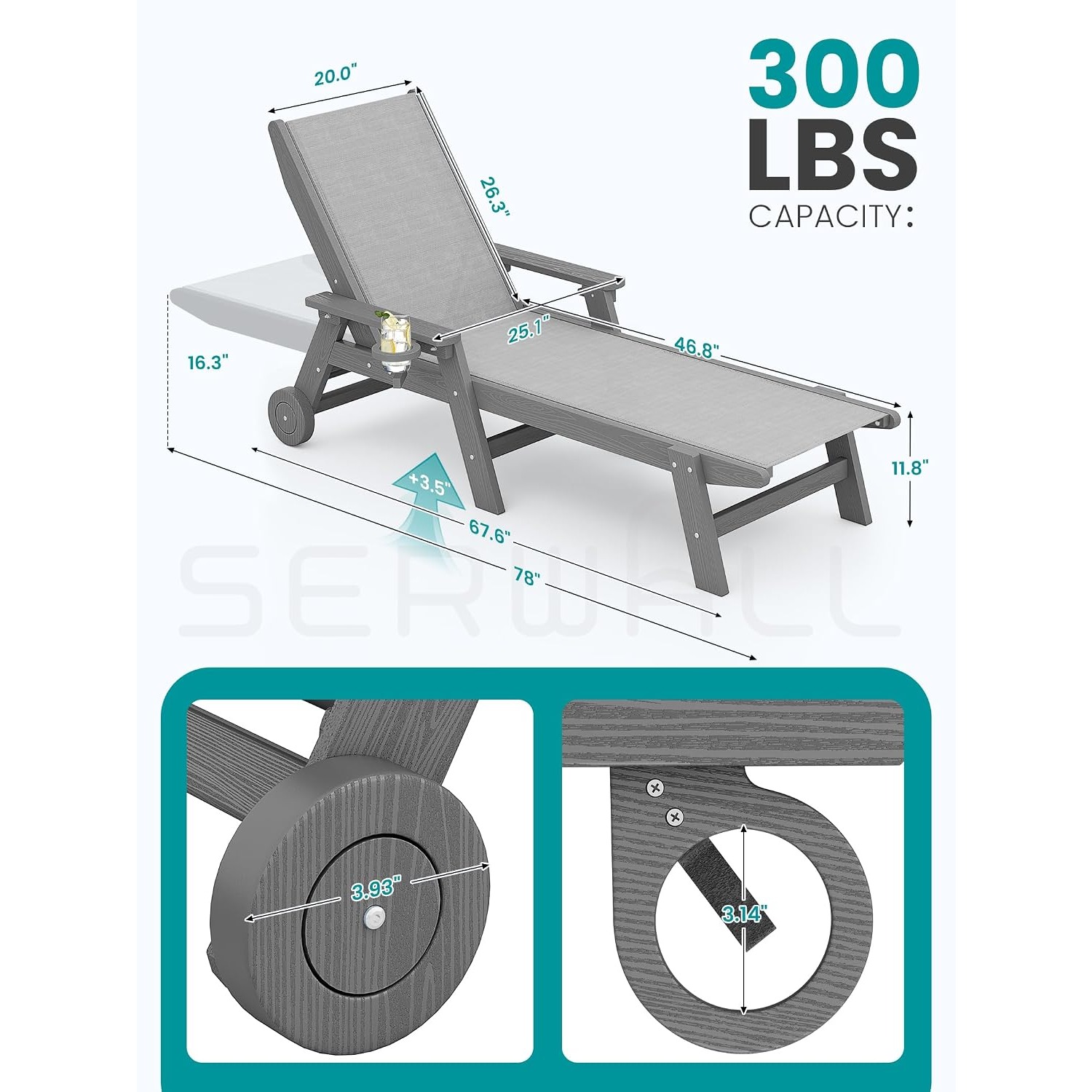Set of 2 Gray Textilene HDPE O - Deck Chair Lounger avis et prix